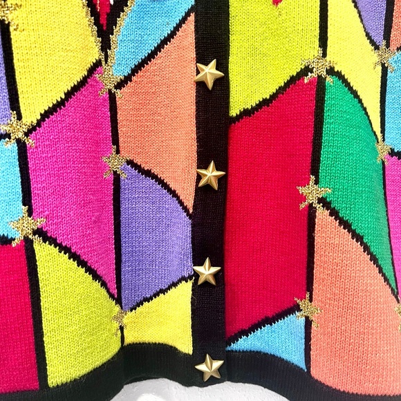 Storybook Knits Black and Red Jacket Bold Geometric Design small - Picture 6 of 10